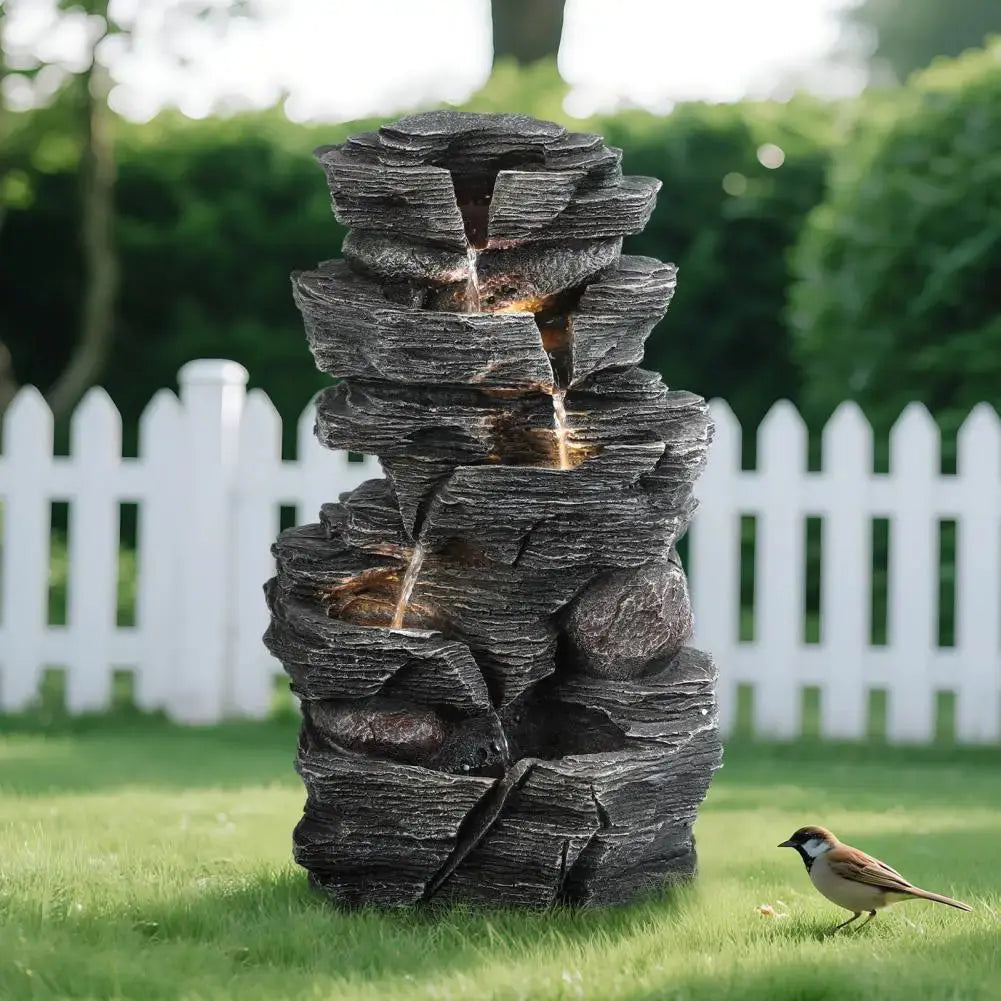 Bring the Waterfall Home — Multi-Tier Cascading Rock Fountain with Warm LED Lights comfydesigners