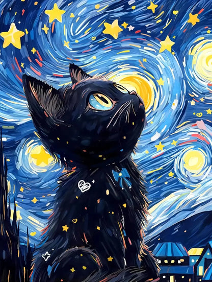 DIY 5D Painting Kit: Black Cat Art for Adults comfydesigners