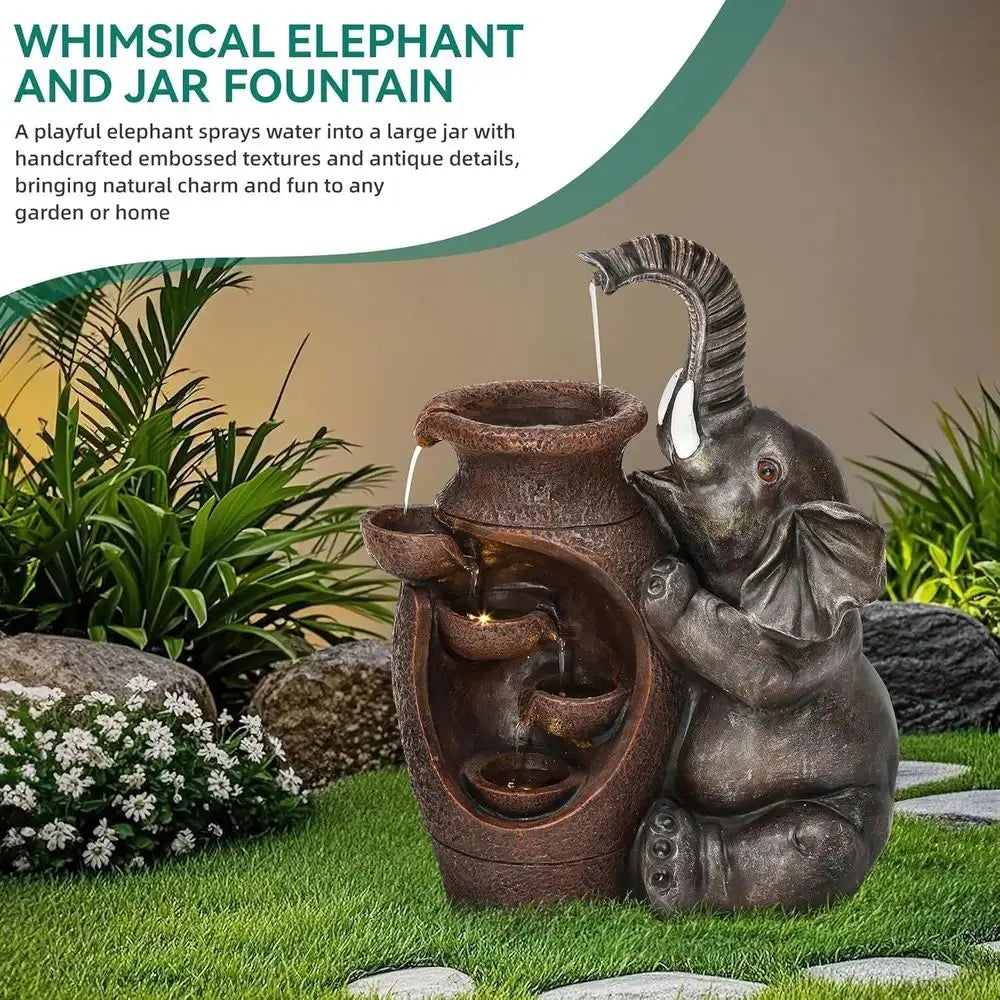 Find Your Calm — Handcrafted Elephant Cascading Water Fountain with Warm LED Lights comfydesigners