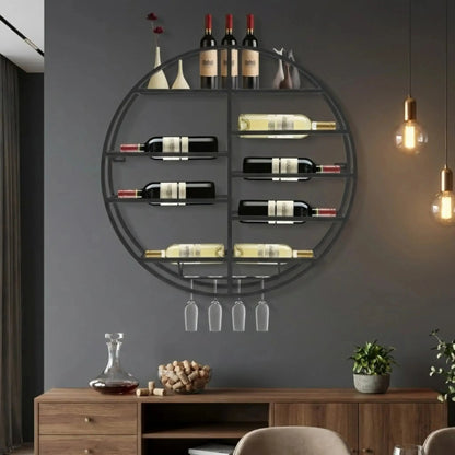 Black Iron Wine Shelf Wall Mounted comfydesigners
