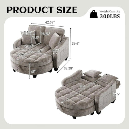 Oversized Chenille Chaise Lounge with Ottoman comfydesigners