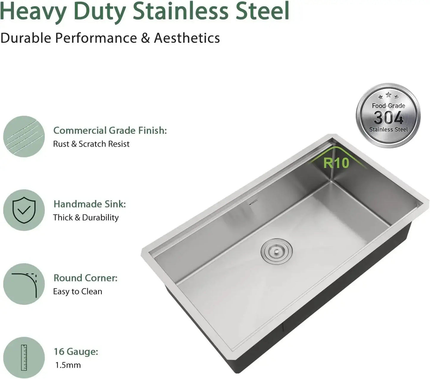 30" Undermount Kitchen Sink | Stainless Steel Workstation with Cutting Board comfydesigners