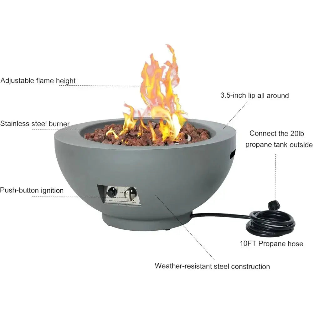 Push a Button. Start the Party. — 28" Propane Fire Pit Table, 58,000 BTU with Convertible Lid comfydesigners