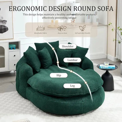 Oversized Round Memory Foam Chenille Chaise Lounge comfydesigners