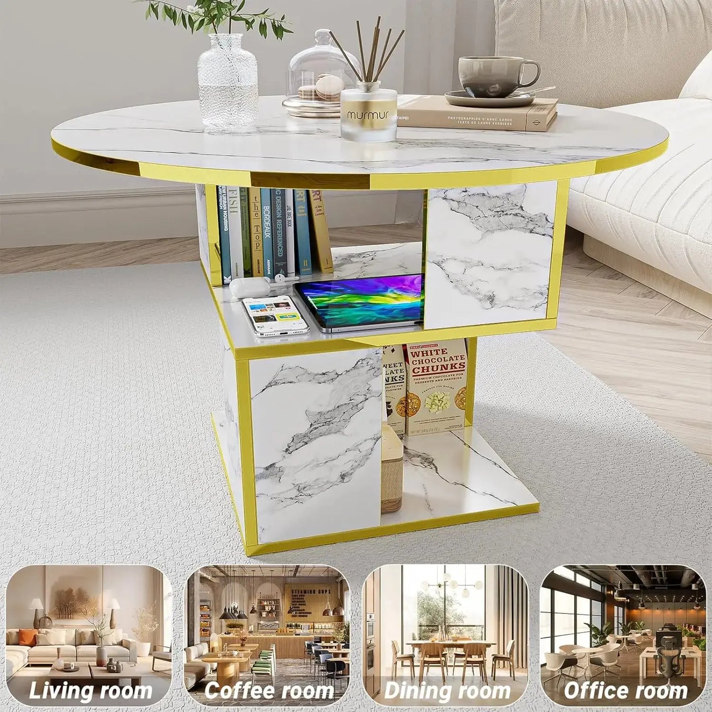 3-Tier Round Coffee Table with Storage comfydesigners