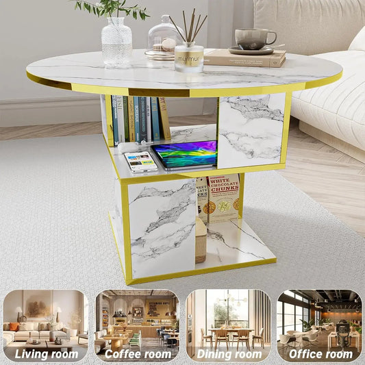3-Tier Round Coffee Table with Storage comfydesigners