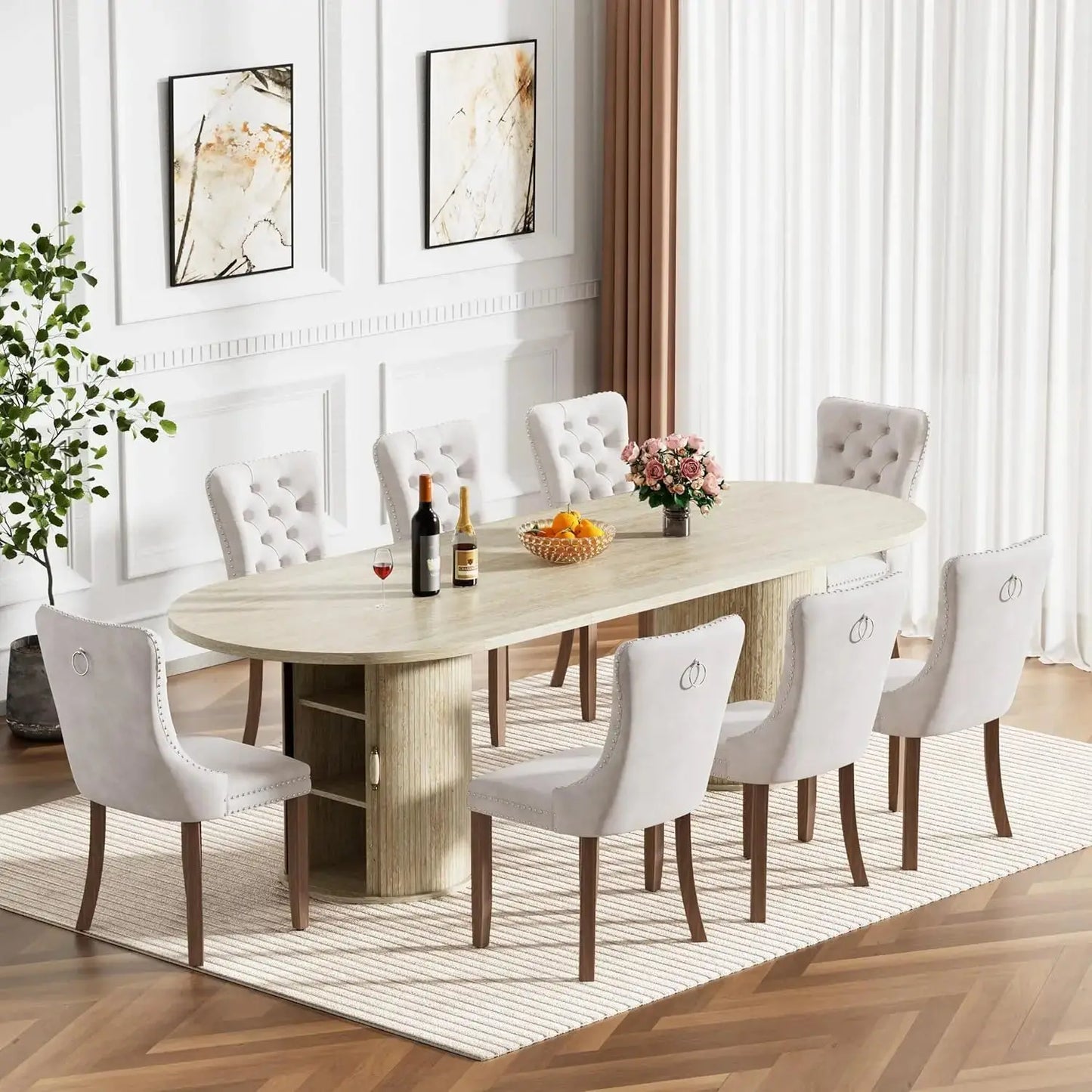 Wooden Extendable Dining Table Set of 8 comfydesigners
