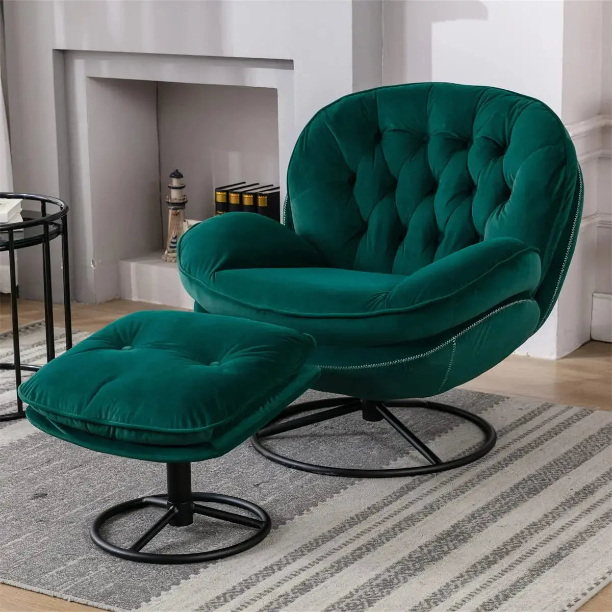 Velvet Swivel Accent Chair & Ottoman Set comfydesigners