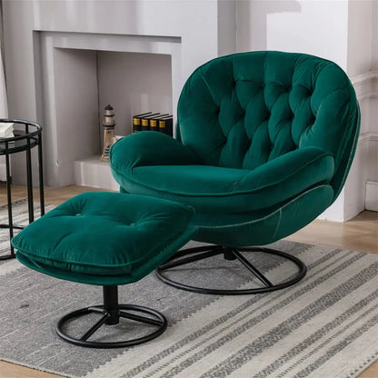 Velvet Swivel Accent Chair & Ottoman Set comfydesigners
