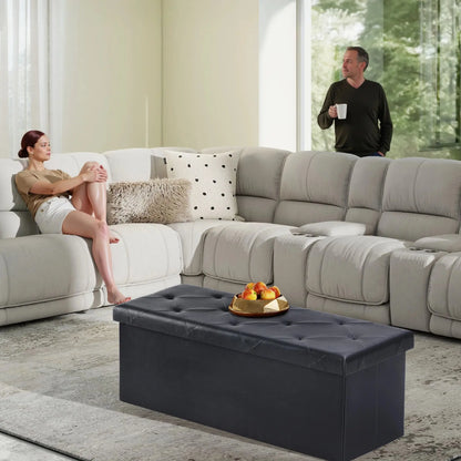 The Cleverest Seat in the Room — 30" Collapsible Leather Storage Ottoman & Footstool comfydesigners