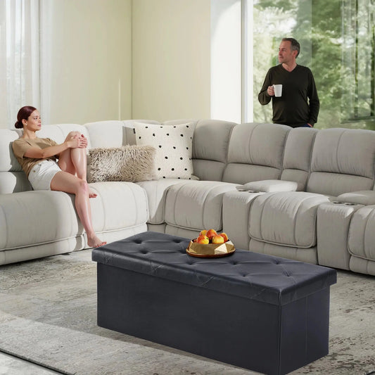 The Cleverest Seat in the Room — 30" Collapsible Leather Storage Ottoman & Footstool comfydesigners
