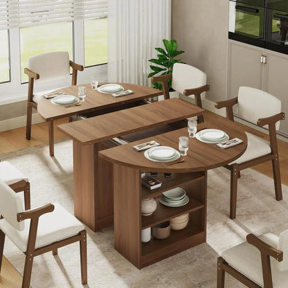 Extendable Round Dining Table with Storage comfydesigners