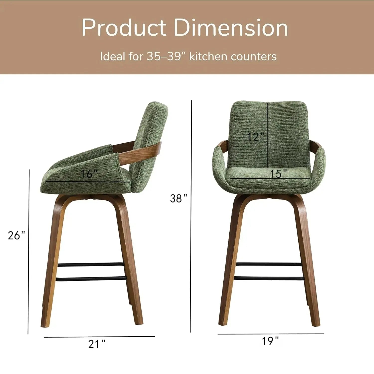 Counter Height Swivel Bar Stools, Set of 2 comfydesigners