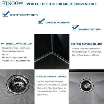 Gunmetal Black Drop-In Kitchen Sink | Handcrafted Stainless Steel, Top Mount, Extra-Deep Single Bowl comfydesigners