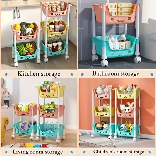 Layered Multifunctional Cute Face Storage Rack comfydesigners