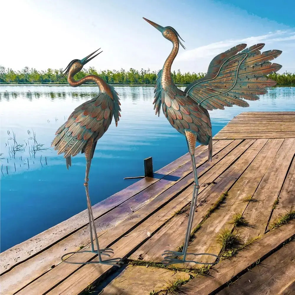 Standing Metal Heron Garden/Outdoor Decorations comfydesigners