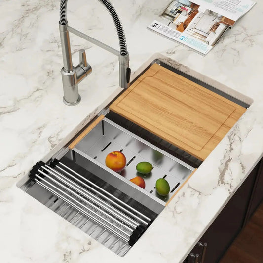 30" Undermount Kitchen Sink | Stainless Steel Workstation with Cutting Board comfydesigners