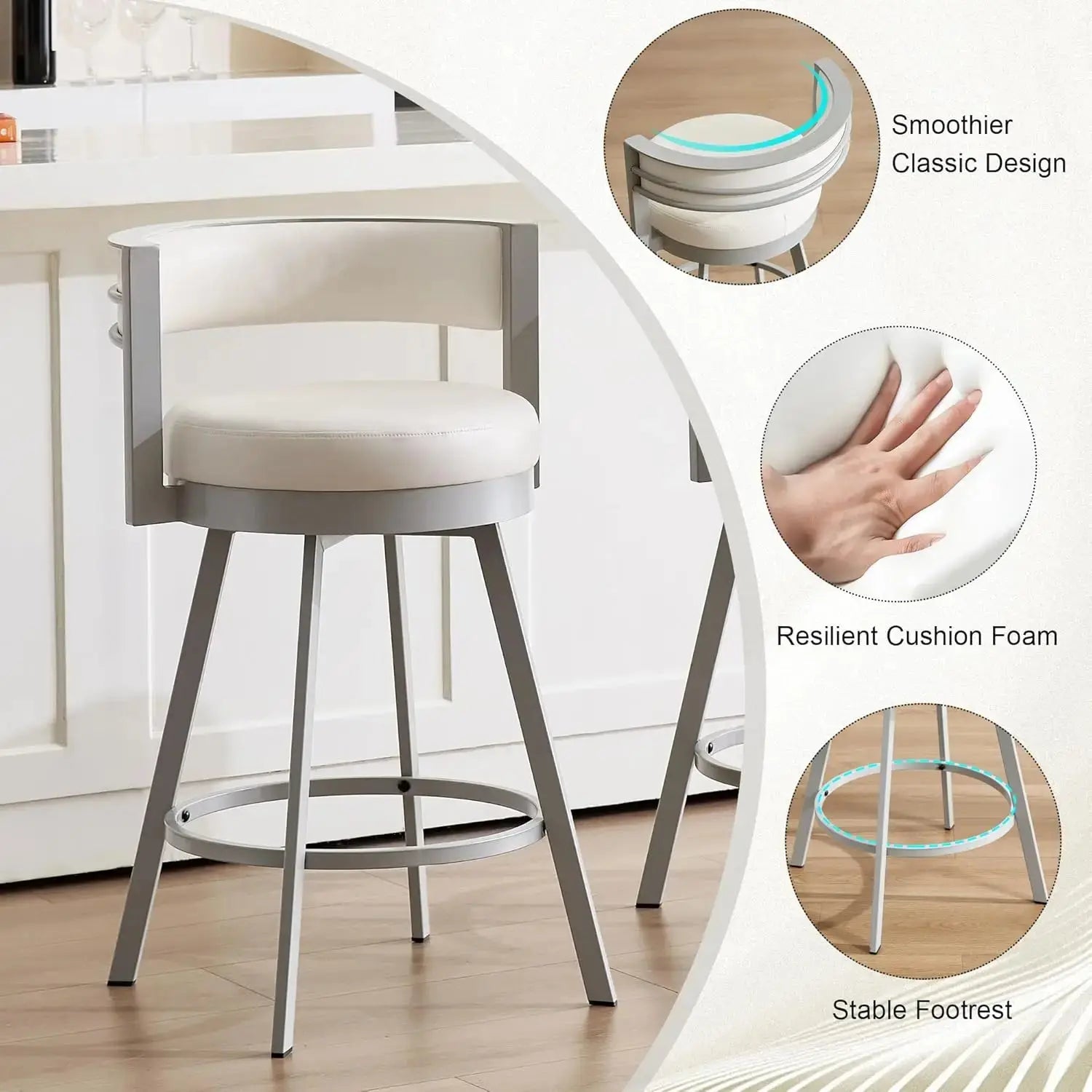 Counter Height Swivel Bar Stools, Set of 4 comfydesigners