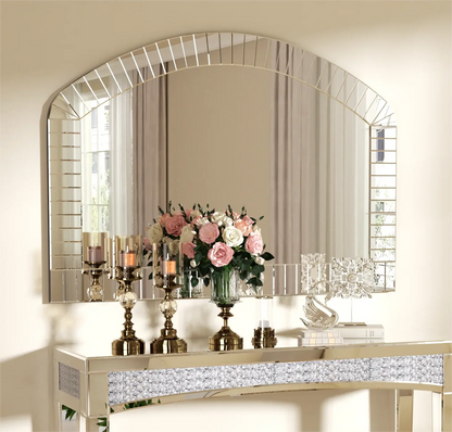 Silver Arched Venetian Beveled Wall Mirror comfydesigners