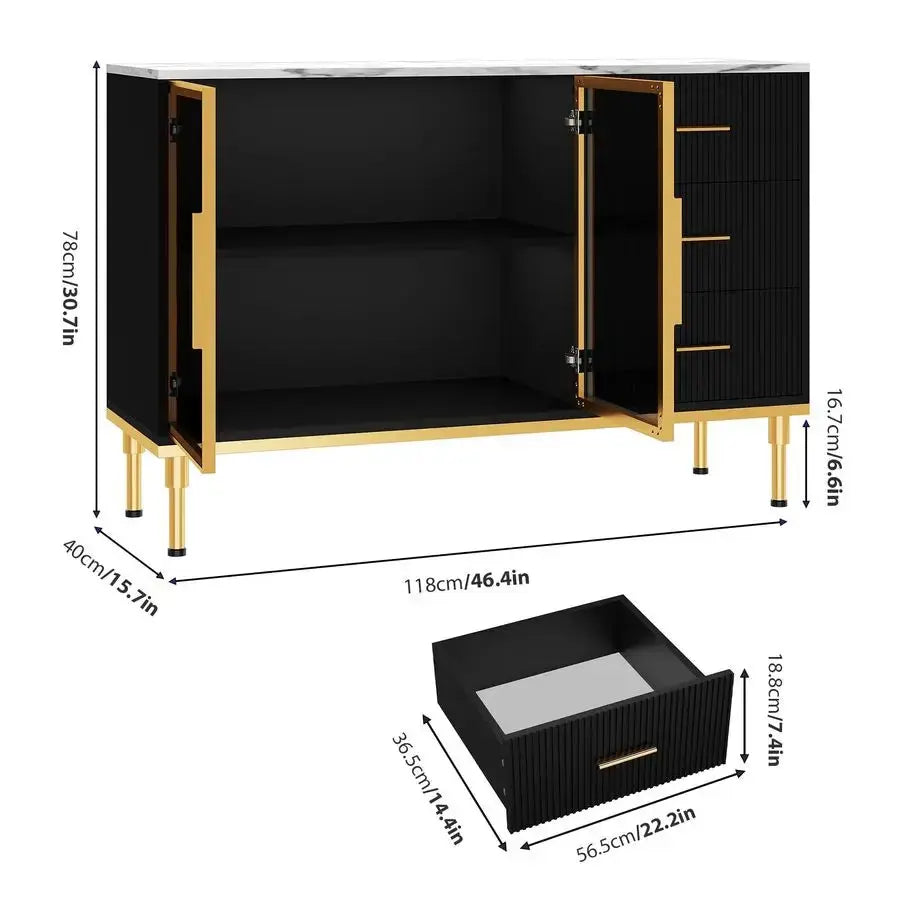 Large Fluted Buffet Sideboard Cabinet with Storage comfydesigners