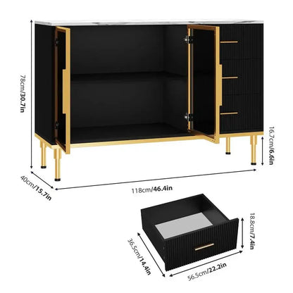 Large Fluted Buffet Sideboard Cabinet with Storage comfydesigners