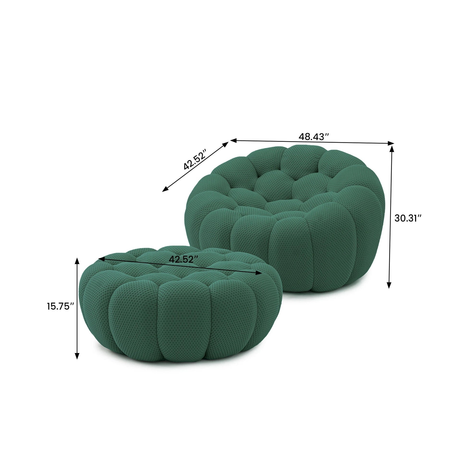 Curved Boneless Sofa with Ottoman