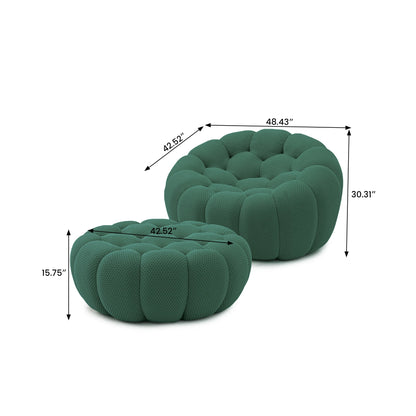 Curved Boneless Sofa with Ottoman