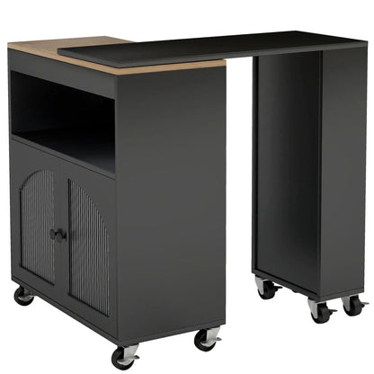 Rolling Kitchen Island with LED & Storage comfydesigners