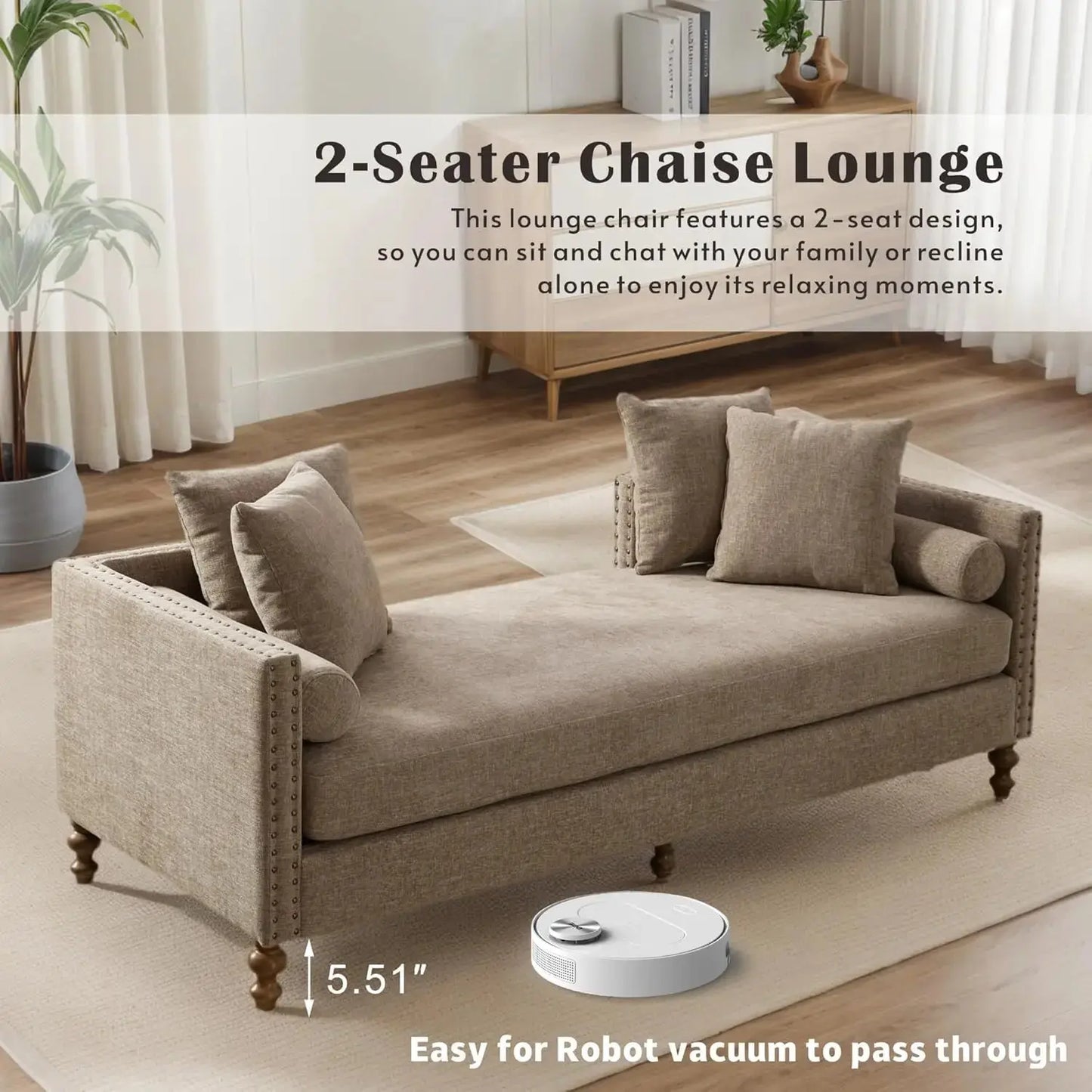 Oversized Tufted Chaise Lounge with Pillows comfydesigners