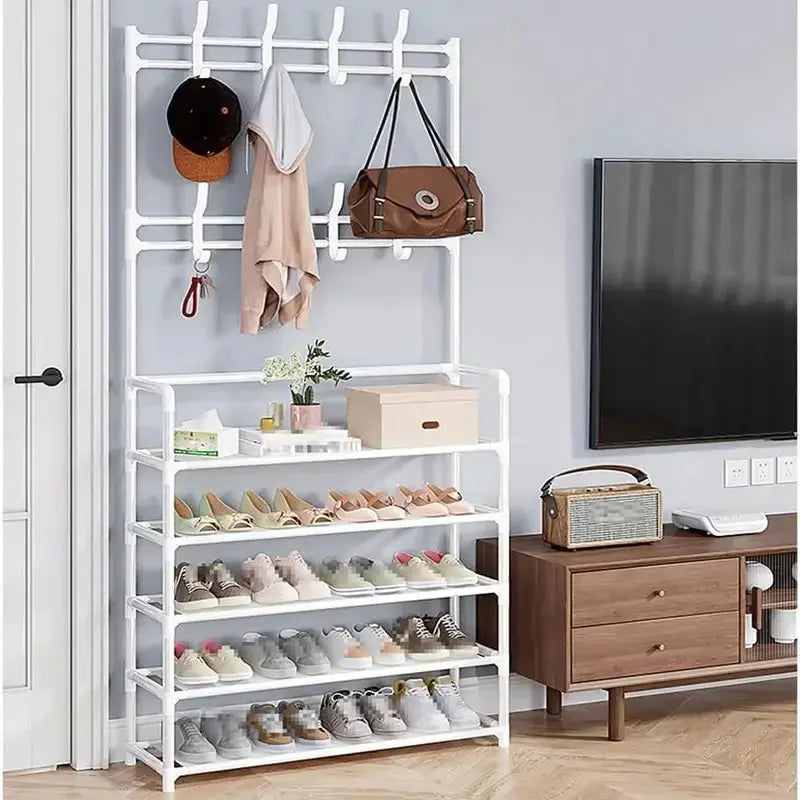 Hats. Coats. Shoes. All in One Place. — 5-Layer Multifunctional Rack with 8 Double Hooks comfydesigners
