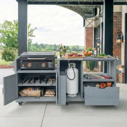 Outdoor Kitchen Island with Griddle/Grill Storage comfydesigners