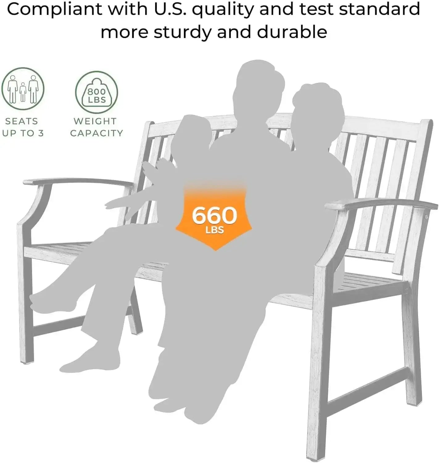 Sit. Stay. Enjoy. — 50" Rust-Resistant Farmhouse Outdoor Bench with Aluminum Seat & Iron Frame comfydesigners