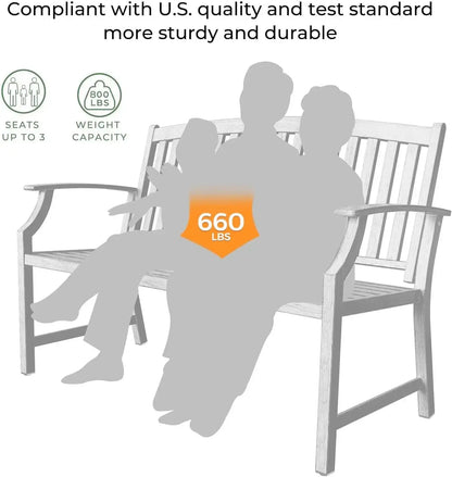 Sit. Stay. Enjoy. — 50" Rust-Resistant Farmhouse Outdoor Bench with Aluminum Seat & Iron Frame comfydesigners
