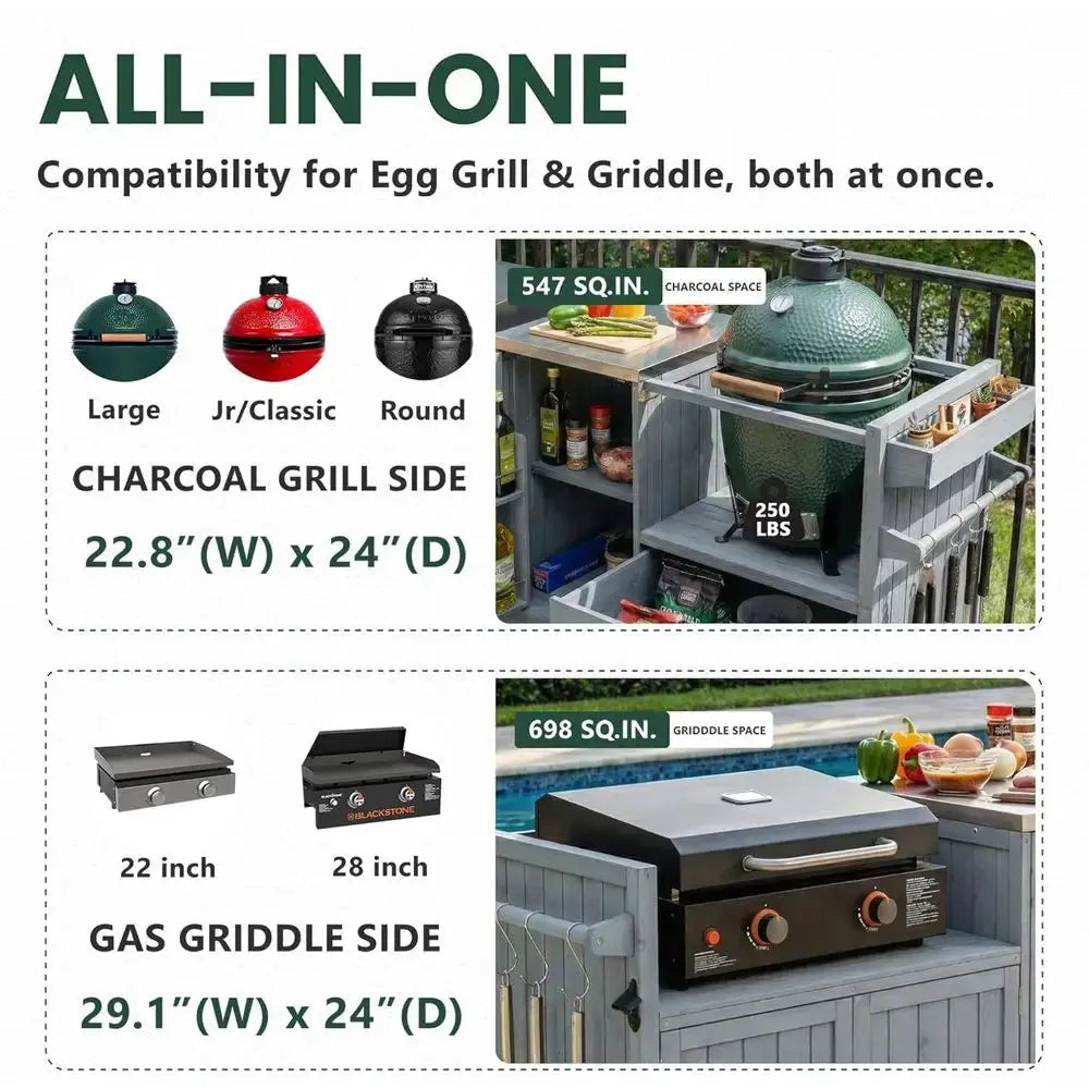 Outdoor Kitchen Island with Griddle/Grill Storage comfydesigners