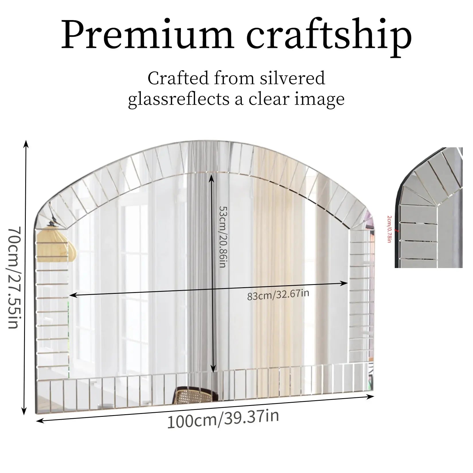 Silver Arched Venetian Beveled Wall Mirror comfydesigners