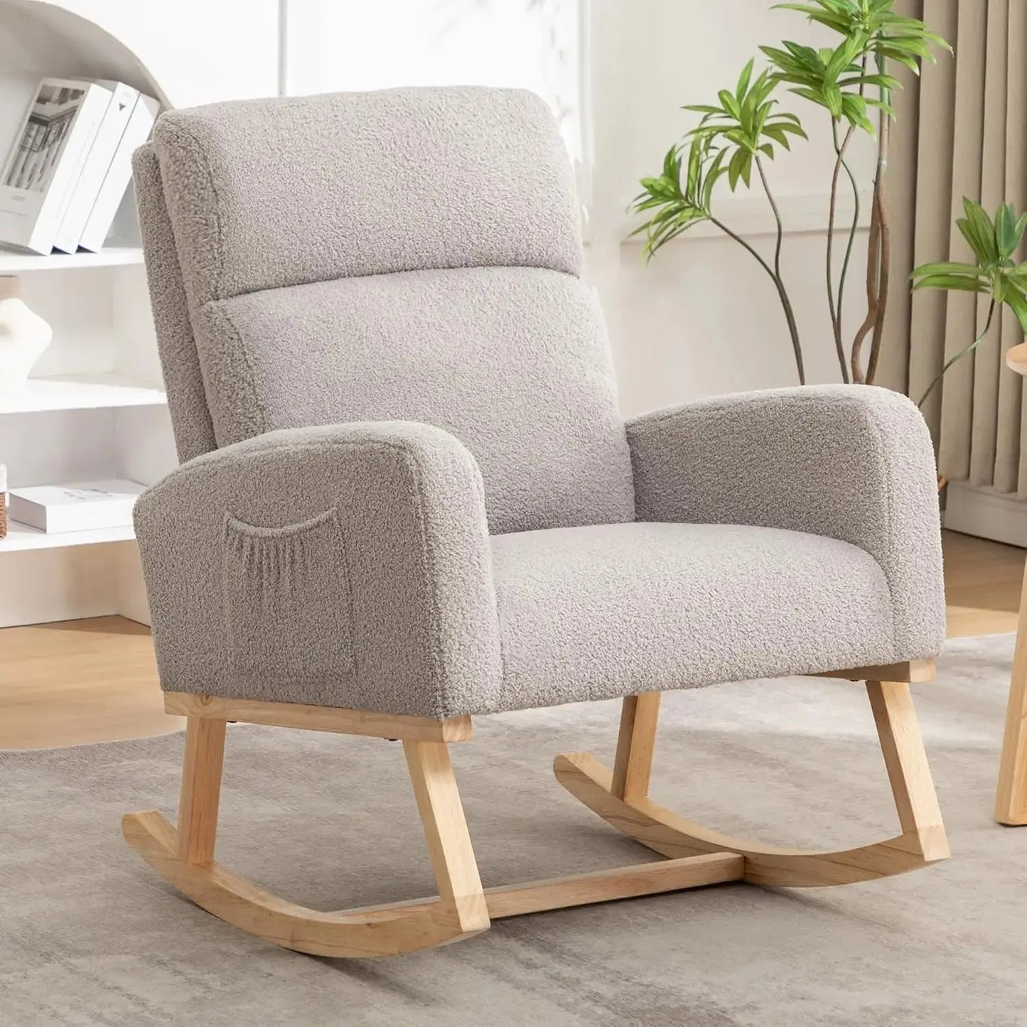 Sherpa Nursery Glider Rocking Chair with Pockets comfydesigners