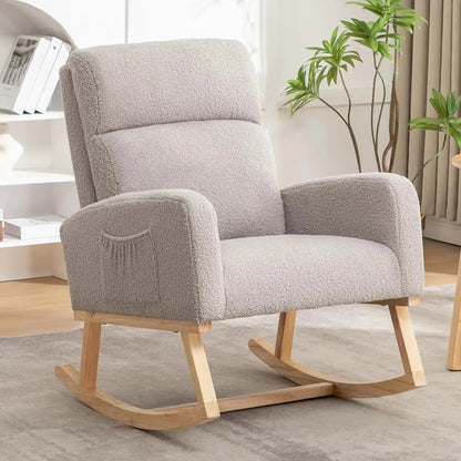Sherpa Nursery Glider Rocking Chair with Pockets comfydesigners