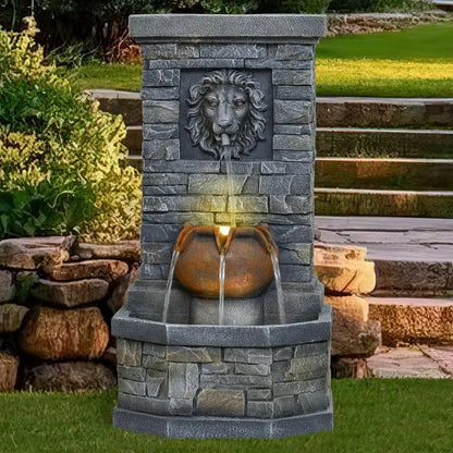 A Statement of Serenity — Lion Head Stone Water Fountain with Soft-Glow LED Lights comfydesigners