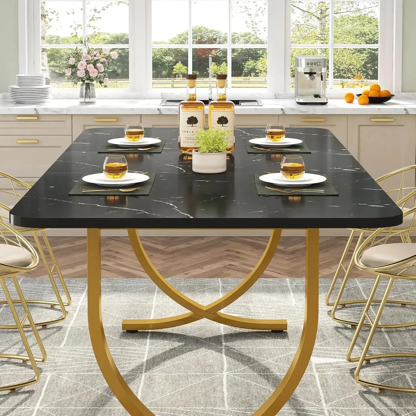 Faux Marble Rectangular Dining Table comfydesigners