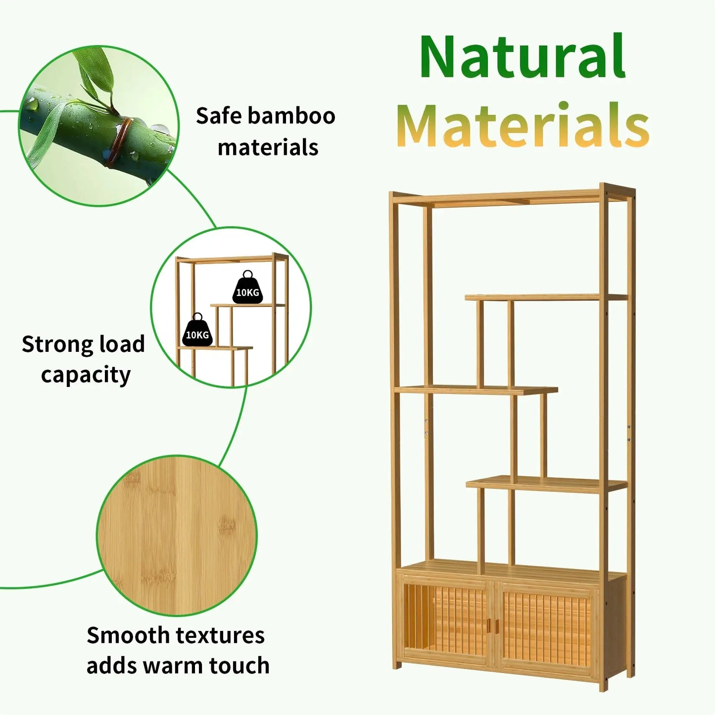 Bamboo Shelving Unit with High and Low Shelves comfydesigners