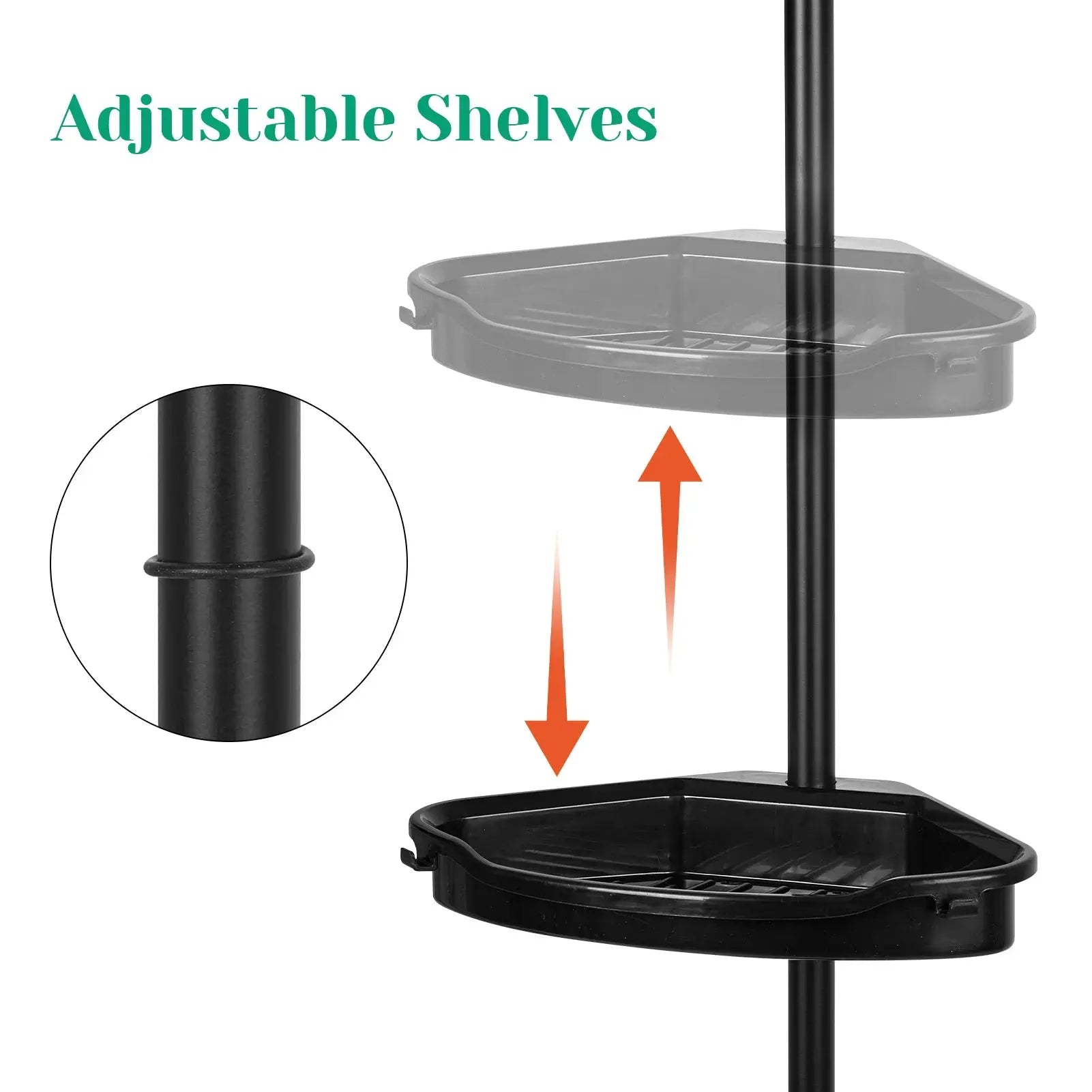 Your Shower. Finally Organized. — 4-Tier Tension Pole Corner Shower Caddy with Self-Draining Shelves comfydesigners