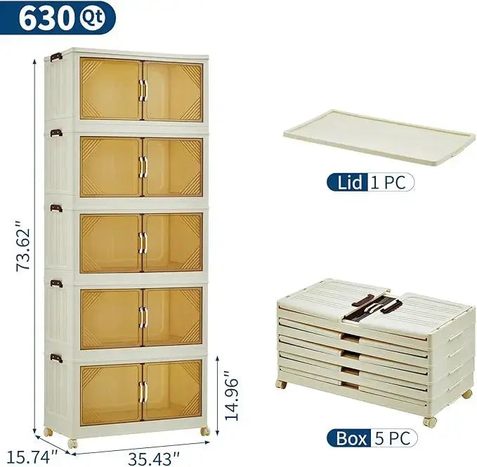 Stack It. Access It. Fold It Away. — Large Capacity Stackable Collapsible Storage Bins, 3 to 5 Tiers comfydesigners