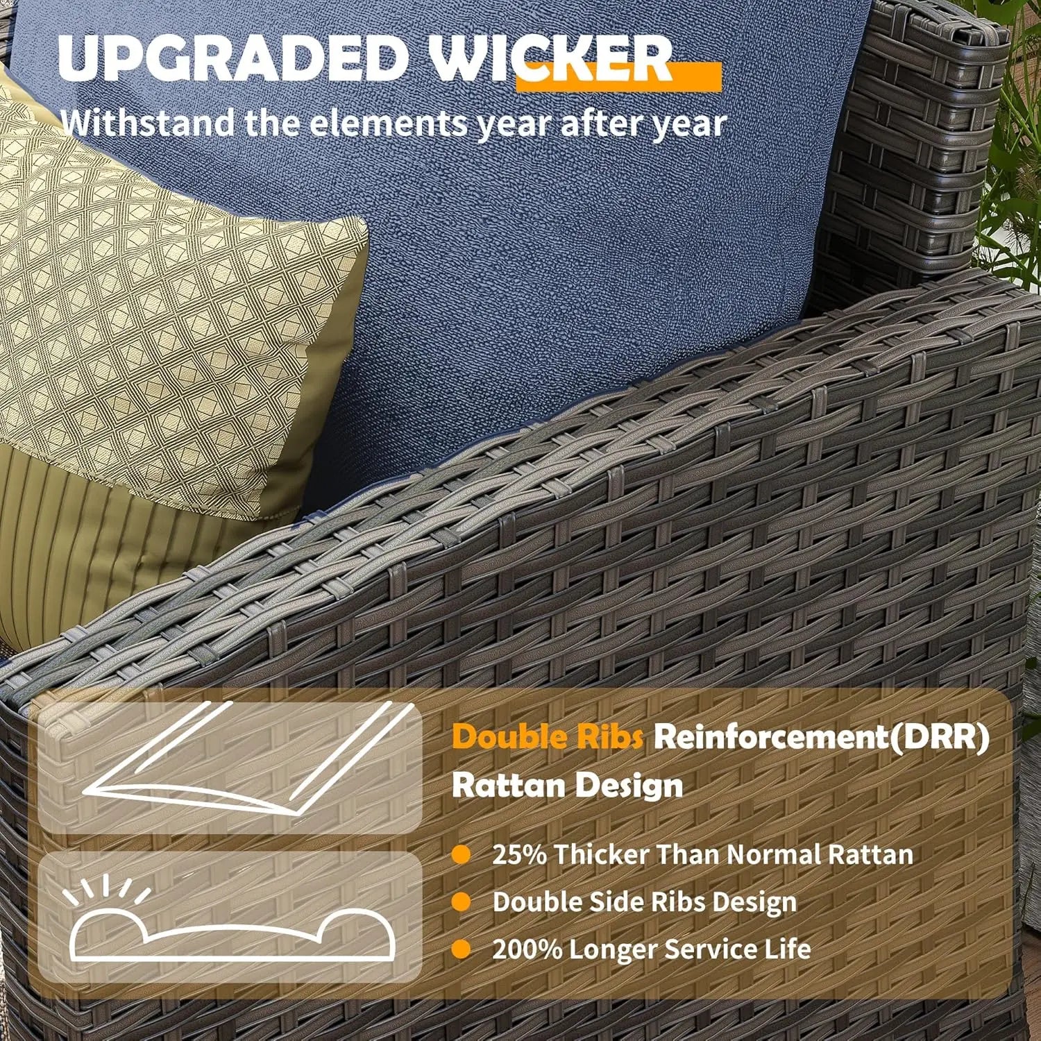 6-Piece Rattan Patio Sofa Set with Swivel Chairs