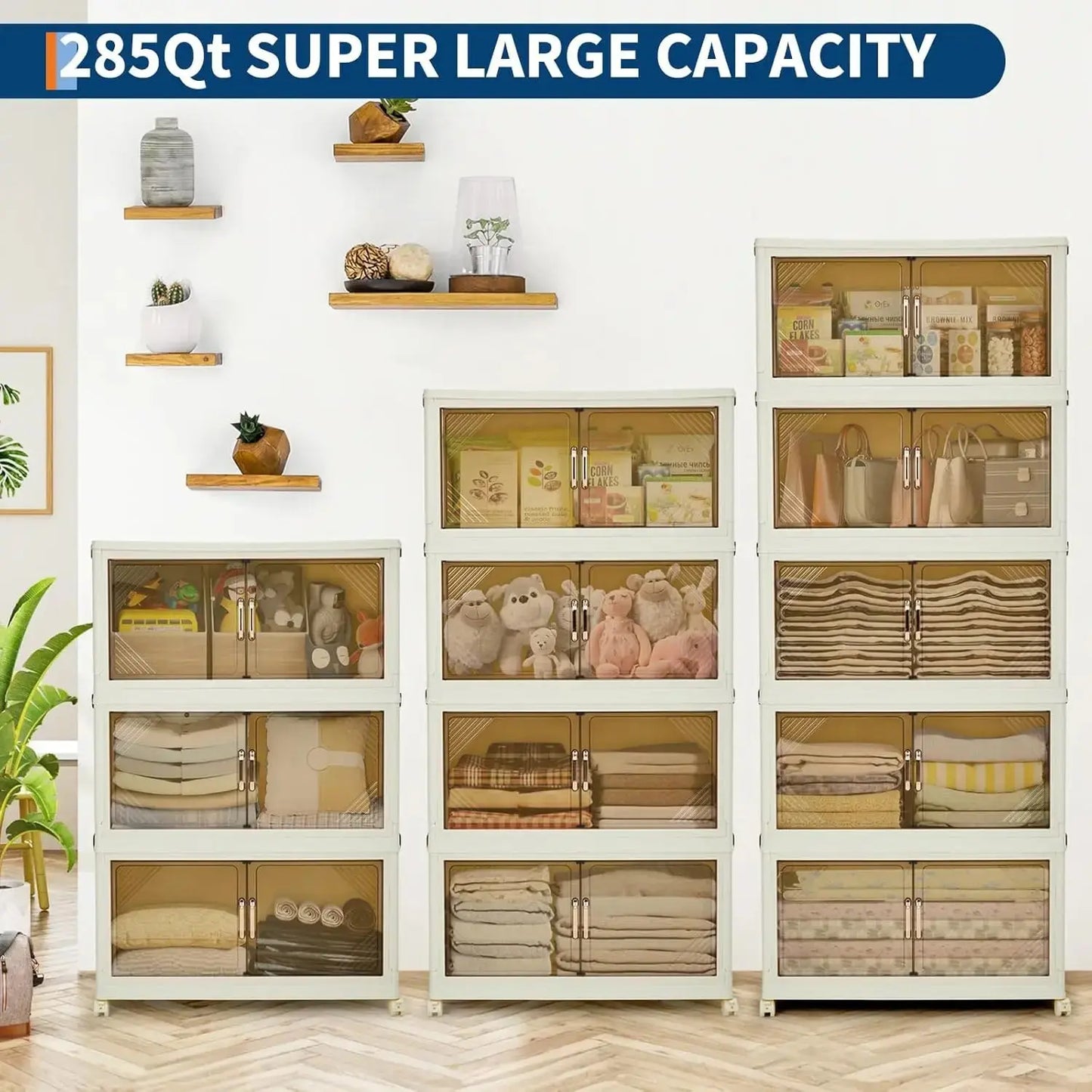 Stack It. Access It. Fold It Away. — Large Capacity Stackable Collapsible Storage Bins, 3 to 5 Tiers comfydesigners