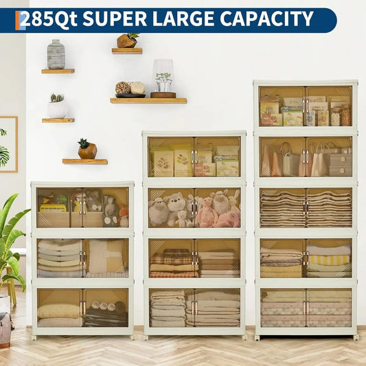Stack It. Access It. Fold It Away. — Large Capacity Stackable Collapsible Storage Bins, 3 to 5 Tiers comfydesigners