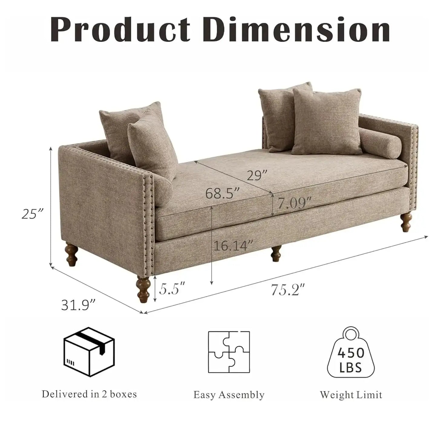 Oversized Tufted Chaise Lounge with Pillows comfydesigners