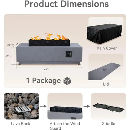 The Table That Brings Everyone Together — 48" 3-in-1 Propane Fire Pit Table with Griddle & 50,000 BTU comfydesigners