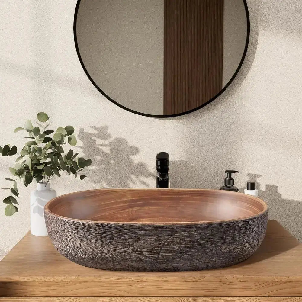 23" Oval Ceramic Vessel Sink | Handcrafted Retro Design, White — Bathroom Vanity Sink comfydesigners