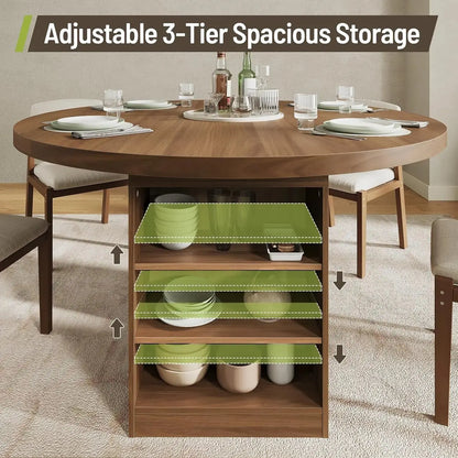 Extendable Round Dining Table with Storage comfydesigners