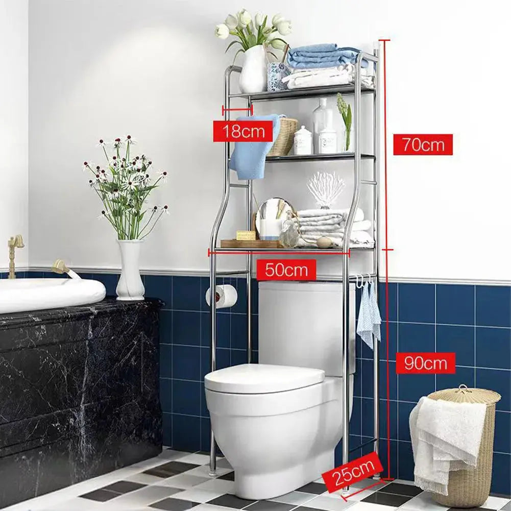 Turn Dead Space into Smart Storage — 3-Tier Over-the-Toilet Shelf with Towel Hooks & Paper Holder comfydesigners